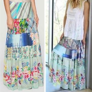 Johnny Was Sundance Mercardo Silk Patchwork Maxi Skirt Like New 1X